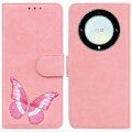 Miniatyrbillede 1 af 5: for Honor Magic 5 Lite 5G / X40 5G/X9a 5G Sommerfugl Print Fuld Beskyttelse Cover Læder Wallet Stand Telefon Case-Xin Pink