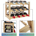 Miniatyrbild 3 av 5: Bambusvinställ, 16 Flaskor Displayställ, 4-lagers Fristående Förvaringsställ för Kök, Pantry, Vinkällare, Bar - Xin 3-Tier