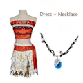 Pikkukuva 3 / 5: Aikuisten Lasten Prinsessa Waina Moana Puku Mekko Kaulakoru Peruukki Tyttöjen Halloween Juhlat Moana Mekko Puku Cosplay-Xin 8t