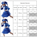 Pikkukuva 4 / 4: Sonic the Hedgehog -cosplayasu lapsille, pojille ja tytöille - Hyppypuku + Naamio + Hanskat 10-14 vuotta = EU 140-164 - Täydellinen mekko + Huppu-Xin Klänning+huva 7-8 år = EU 122-128