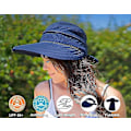 Miniatyrbilde 4 av 5: Hatter for kvinner Upf 50+ Uv Solbeskyttende Konvertibel Strandvisirhatt-Xin Dark Blue