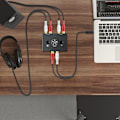 Miniatyrbild 3 av 5: RCA Stereo Audio Bi-Directionell Switch med Mute-Knapp Portabel L / R Stereo Audio Switch Audio Splitter 2 X 1/1 X 2-xindaren