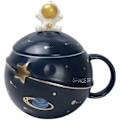 Miniatyrbild 1 av 5: SSRGV Astronaut Kopp Rymd Präglad Planet Kopp, Söt Keramisk Kaffekopp, Nyhet Kopp med Lock och Sked för Kaffe, Te, Mjölk (Mörkblå)-Xin