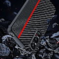 Pikkukuva 2 / 5: Yhteensopiva Sony Xperia 1 VI hiilikuitukotelon kanssa: Iskunkestävä TPU+PC-suojus korotetuilla reunoilla ja sormenjälkiä estävä - xindaren Black Red