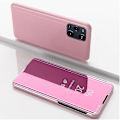 Miniatyrbillede 1 af 5: Belagt Spejl Overflade Visningsvindue Læder Telefon Cover Stativ til Oppo Find X3/x3 Pro - Sort-Xin Rose Gold