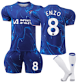 Miniatyrbilde 1 av 2: 2024-2025 Chelsea Hjemmefotballdrakt for barn med sokker NR.8 ENZO Fernández-Xin 24