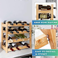 Miniatyrbild 4 av 5: Bambusvinställ, 16 Flaskor Displayställ, 4-lagers Fristående Förvaringsställ för Kök, Pantry, Vinkällare, Bar - Xin 4-Tier