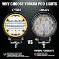 Miniatyrbillede 5 af 5: 4X LED Arbejdslampe Pods Runde Gule Spot Combo Lys Gul Tågelygte til Jeep Off Road SUV-Xin