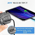 Miniatyrbillede 3 af 5: AC til USB C Adapter Snap-On Væg Strømforsyning til USB-C Tablet 5-20V med Output 30W Oplader-Xin