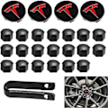 Miniatyrbilde 1 av 5: Aero Hjulkoppsett, hjulmutterdeksler Model 3 Hjulkoppsett med Tesla Logo Nav Senterdeksel Mutterdeksler for Tesla Model 3 Model Y (svart)-Xin Red
