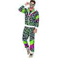Miniatyrbillede 3 af 5: Mænd Kvinder 80'er 90'er Hip Hop Windbreaker Disco Jakke Bukser Retro Træningssæt-Xin Green Leopard Print S