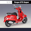 Pikkukuva 5 / 5: 1:12 Vespa GTS Super 2020 Moottoripyörän Simulaatio Metalliseos Moottoripyörämalli Keräilyleluauto Lasten Lahja-Xin Yellow With box