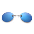 Miniatyrbillede 1 af 4: Mænds Retro Runde Næseklips Briller Matrix Morpheus Film Rådeløse Solbriller Rammeløse Mini Briller - Xin Ice Blue Lens