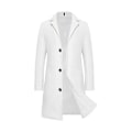 Miniatyrbilde 1 av 5: Herre Trenchcoat Lapel Enkeltbryst Lang Peacoat Jakke - Xin WHITE 2XL