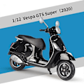 Pikkukuva 2 / 5: 1:12 Vespa GTS Super 2020 Moottoripyörän Simulaatio Metalliseos Moottoripyörämalli Keräilyleluauto Lasten Lahja-Xin Red With box