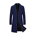 Miniatyrbillede 1 af 5: Mænds trenchcoat med revers, enkeltknappet, lang peacoat jakke - Xin NAVY L