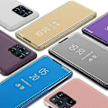 Miniatyrbillede 2 af 5: Belagt Spejl Overflade Visningsvindue Læder Telefon Cover Stativ til Oppo Find X3/x3 Pro - Sort-Xin Silver