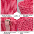 Miniatyrbild 3 av 3: Barncykelkorg Fram Wicker Cykelkorg Med Styrstångsbanderoller-XIN Pink