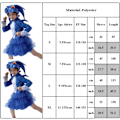Miniatyrbilde 4 av 4: Sonic the Hedgehog Cosplay-kostyme for barn, gutter og jenter - Heldress + maske + hansker 10-14 år = EU 140-164 - Perfekt kjole + hette-Xin Klänning+huva 4-5 år = EU 98-110