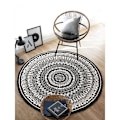 Miniatyrbilde 4 av 5: Rund teppe 100cm Svart Mandala Myk Baderomsmatte Sklisikker Vaskbar Aksent Teppe Fluffy Gulvmatte for Inngang Stue Soverom Barnerom-XIN