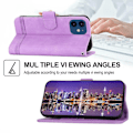 Miniatyrbillede 2 af 5: Til iPhone 12 Etui, Læderpung Flip Telefon Etui (med Skulderrem) - Xin Purple
