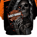 Pikkukuva 3 / 4: Uusi 3D-kallo Harley-Davidson -huppari, hupullinen pusero, vetoketjullinen, korkea laatu -Xin S