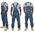 Pikkukuva 1 / 4: Miesten Plus-kokoiset farkkuhaalarit Muotifarkut Denim Bib Löysät Useita taskuja Säädettävät olkaimet -xindaren XL