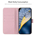 Pikkukuva 2 / 5: PU-nahkainen suojapuhelinkotelo iPhone 16e:lle, kuviopainatuskorttipaikka ja jalustallinen puhelinkotelo kaulanauhalla - Xin Pink Marble