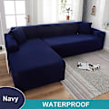 Miniatyrbild 1 av 5: Vattentätt Sofföverdrag 1/2/3/4-sits Sofföverdrag för Vardagsrum Elastiskt Enfärgat L-format Hörnsofföverdrag för Soffa Fåtölj-Xin navy 1 Seater 90-140cm