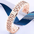 Miniatyrbild 3 av 3: För Garmin Lily 2 Klockarmband 7 Pärlor 14mm Rostfritt Stål Ersättningsarmband-Xin Rose Gold