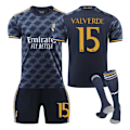 Miniatyrbillede 1 af 2: 23-24 Real Madrid Udebanetrøje Royal Blue No. 10 Modric 7 Pooh C Ronaldo 5 Bellingham Fodboldsæt NO.15 VALVERDE NO.15 VALVERDE-Xin NO.15 VALVERDE S