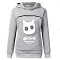 Miniatyrbillede 3 af 5: Sweatshirt Katteelskere Hættetrøje Kænguru Hund Kæledyr Pote Pullovers Kælepose Sweatshirt Lomme Dyreøre Hætte-Xin Light Gray XXL