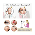 Miniatyrbillede 3 af 5: 10X LED Spejl Genopladeligt Makeup Spejl, 3 Farver, Justerbar Lysstyrke Forstørret Makeup Spejl 2 Sider - C-Xin