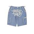 Miniatyrbillede 1 af 2: Hip-Hop Tide Retro Herre Bukser Street Sommer Casual Shorts Tryk Tætsiddende Shorts-xindaren Blue L