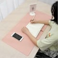 Miniatyrbillede 4 af 5: Computer Musemåtte Stor Skridsikker Tyk PVC Vandtæt Bærbar Foldbar Ensfarvet Laptop Gaming Musemåtte Computertilbehør - xindaren Silver-Pink L