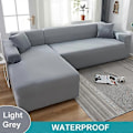 Miniatyrbilde 1 av 5: Vanntett Sofatrekk 1/2/3/4 Seter Sofatrekk for Stue Elastisk Solid L-formet Hjørnesofatrekk for Sofa Stol - Xin light grey 2 Seater 145-185cm