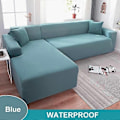 Miniatyrbild 1 av 5: Vattentätt Sofföverdrag 1/2/3/4-sits Sofföverdrag för Vardagsrum Elastiskt Enfärgat L-format Hörnsofföverdrag för Soffa Fåtölj-Xin blue 4 Seater 235-300cm