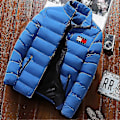 Miniatyrbilde 2 av 5: Menn's Vattert Jakke Mid-lengde Tykk Dunjakke Vinter Varmt Jakke Smal Passform-Xin Blue 5XL