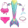 Miniatyrbilde 1 av 5: Sett jenter havfrue hale badedrakt barn havfrue Ariel rollespill kostyme Fantasy strand bikini sett 2-Xin Set 2 150