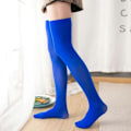 Miniatyrbillede 1 af 4: Dame Over Knæ Gennemsigtige Strømper Skridsikre Fløjlsstrømper Lårhøje Candy Farve Hold Ups Cosplay-Xin royal blue
