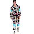 Miniatyrbilde 3 av 5: Menn Kvinner 80-talls 90-talls Hip Hop Vindjakke Disco Jakke Bukse Retro Treningsdress Sett-Xin Leopard Print M