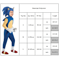 Pikkukuva 5 / 6: Sonic the Hedgehog -cosplayasu lapsille, pojille ja tytöille - 10-14 vuotta = EU 140-164 - Täydellinen haalari + naamio + hanskat-Xin Overall + Mask + Handskar 10-12 år = EU 140-152