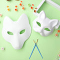 Miniatyrbild 8 av 8: Toyvian Vita Pappersmasker, 5 st DIY Vita Kattmasker att Måla med 1 st Pappersrävmask Blank Målningsbar Djurmasker-Xin
