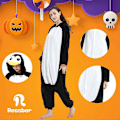 Miniatyrbild 3 av 5: Vuxen Onesie Pyjamas Djur Onesie Halloween Kostym Julpyjamas Onesie-Xin Black Penguin Medium