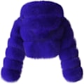 Miniatyrbillede 2 af 4: Faux Fur Pels Dame med Hætte Cropped Bubble Frakker Fleece Kort Varm Jakker Plus Size Vinterfrakker til Kvinder-Xin Blue 4X-Large