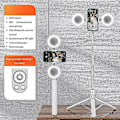 Miniatyrbillede 3 af 5: R17ds 1.75m Bærbar Bluetooth Selfie Stick Udtrækkeligt Tripod Telefonstativ med Dobbelte Udfyldningslys 360-graders Roterende Fotografering Live-xindaren White