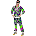 Miniatyrbilde 4 av 5: Menn Kvinner 80-talls 90-talls Hip Hop Vindjakke Disco Jakke Bukse Retro Treningsdress Sett-Xin Green Leopard Print XL