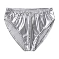 Miniatyrbillede 1 af 5: Herre Wet Look Patent Læder Briefs Undertøj Elastisk Taljebånd Underbukser til Klub Pole Dancing-xindaren Silver M