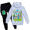 Miniatyrbild 1 av 3: Minecraft Spel Träningsdräkt med Huvtröja Barn Unisex Sport Hoodie Byxor Outfit Set-xindaren Grey 7-8 Years