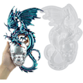 Miniatyrbillede 1 af 5: 3D Stor Drage Silikoneforme Flyvende Drage Resin Forme Dyr Epoxy Forme Krystal Statue Fremstilling Forme til DIY Kæmpende Drager Væg-xindaren skull with dragon